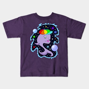 Space Whale Rainbow Hat Kids T-Shirt